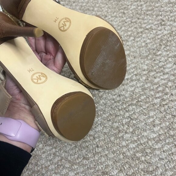 Michael Kors Faith Sandal Heels taupe/gold size 7 - Picture 11 of 13